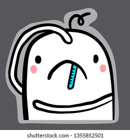 Feeling sick hand drawn sticker illustration emoji in cartoon style minimalism