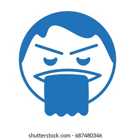 feeling sick or vomiting emoji, throwing up or puking emoticon , simplistic facial expression vector illustration, circle or ball shaped cartoon character drawing, hand drawn linear icon, eps 10