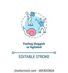 Feeling sluggish and agitated concept icon. SAD symptom idea thin line illustration. Anxiety feelings. Emotional distress and upheaval. Vector isolated outline RGB color drawing. Editable stroke