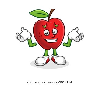 feeling sorry apple mascot. Vector of Apple character. Apple logo