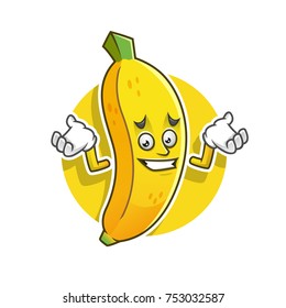 Feeling sorry banana mascot. Vector banana character