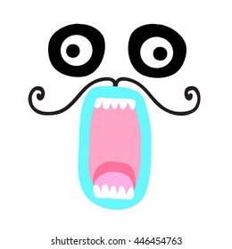 feeling surprised or shocked.angry face cute and doodle cartoon suitable for printing on a t-shirt or  shirt print, 
