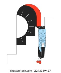 Fühlen Sie sich gefangen, ohne einen Ausweg aus flachem Konzept Vektorgrafik. Mädchen mit Depression auf Treppe 2D Cartoon Rahmenzeichen auf weiß für Web App UI-Design. Bearbeitbares bunter Heldenbild