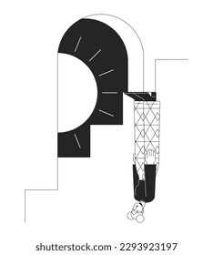 Sentirse atrapado sin salida con el concepto vectorial de ilustración de punto sin salida bw. Niña con depresión en las escaleras caricatura 2D de línea plana monocromática personaje para el diseño de interfaz de usuario de la aplicación web. Imagen de héroe de esquema editable