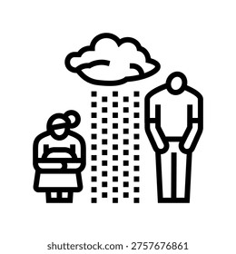 feeling unloved or unimportant line icon vector. feeling unloved or unimportant sign. isolated contour symbol black illustration