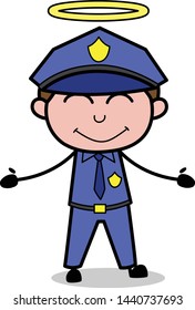 Feeling Very Positive - Retro Cop Policeman Vector Illustration