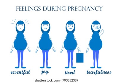 feelings during pregnancy. vector illustration