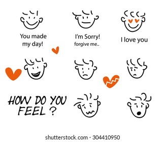 Feelings and emotions faces