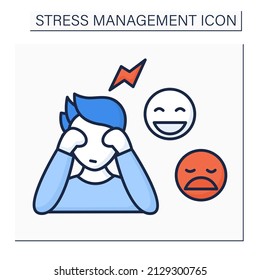 Feelings express color icon. Showing true emotions. Dont hide feelings. Mental health concept. Isolated vector illustration