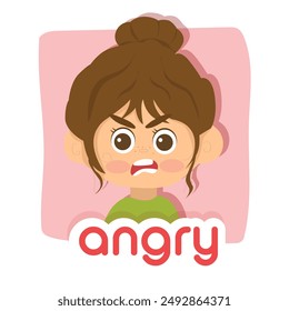 feelings girl. kids sensetion. sense. angry, kids, little girl