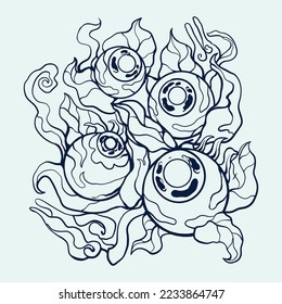 Feelings of Hopeless Sketch with the visualization of Eyes and Flowers