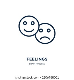 feelings icon from brain process collection. Thin linear feelings, people, feeling outline icon isolated on white background. Line vector feelings sign, symbol for web and mobile