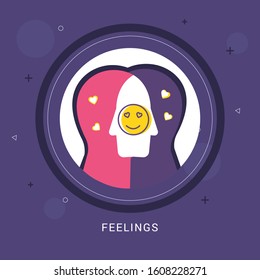 Feelings icon concept with human head