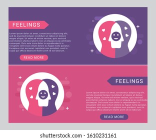 Feelings icon concept with human head