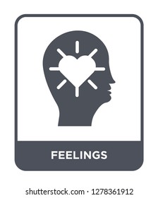 feelings icon vector on white background, feelings trendy filled icons from Brain process collection, feelings vector illustration