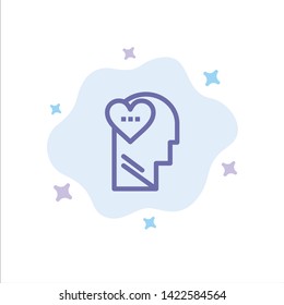 Feelings, Love, Mind, Head Blue Icon on Abstract Cloud Background