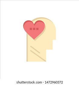 Feelings, Love, Mind, Head  Flat Color Icon. Vector icon banner Template