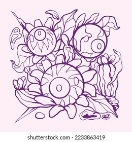 Feelings of Mysterious Sketch with the visualization of Eyes and Flowers