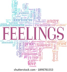 Feelings vector illustration word cloud isolated on a white background.