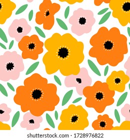 It feels like summer, beautiful bright flowers vector seamless pattern
