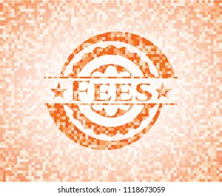 Fees abstract orange mosaic emblem with background