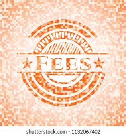 Fees abstract orange mosaic emblem