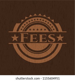 Fees badge with wood background