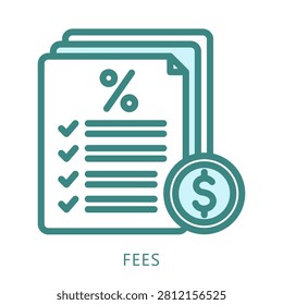 Fees Dual Tone Icon. Mini Illustration For Modern Concept, Ui, Ux Web And App Development. Related To Export And Import, Business Logistics.