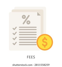 Fees Flat Color Icon. Mini Illustration For Modern Concept, Ui, Ux Web And App Development. Related To Export And Import, Business Logistics.