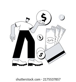Fees and funding abstract concept vector illustration. Service cost, subscription fees, funding option, payment information, website menu bar, price list, company page UI abstract metaphor.