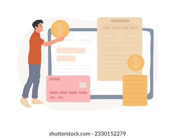 Fees and funding isolated concept vector illustration. Service cost, subscription fees, funding option, payment information, website menu bar, price list, company page UI vector concept.