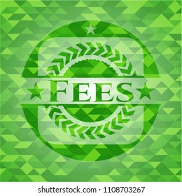 Fees green emblem with triangle mosaic background