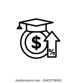 Fees Increase icon outline set sign