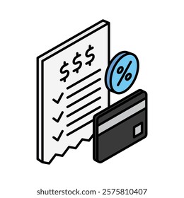 Fees isometric 3D color line. use for modern concept, print, UI, UX kit, web and app development. Vector EPS 10, related to education, business, finance, investment.