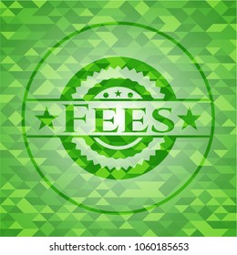 Fees realistic green emblem. Mosaic background