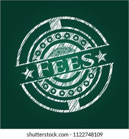 Fees written on a blackboard