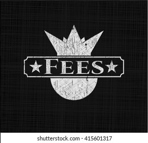 Fees written on a chalkboard