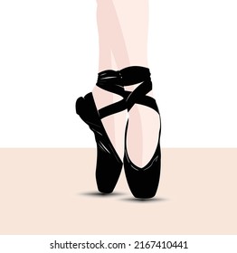 Feet Ballerina Standing On Tiptoes Black Stock Vector (Royalty Free ...