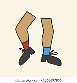 Feet in boots. Style, street fashion. Hand drawn cartoon. Template for sales, poster, print.