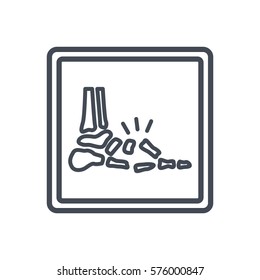feet broken bone x-ray line icon