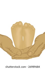 Feet of child in paternal hands