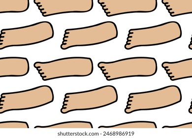 Feet, foot, leg, footprint, step, walk, body. Seamless vector pattern for design and decoration. 