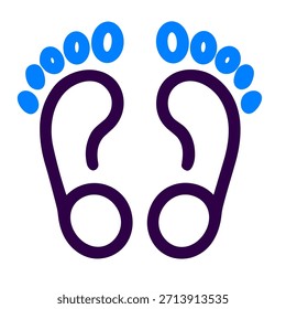 Icono de huellas de pies. Una Ilustración vectorial lineal de huellas de pies aisladas sobre fondo blanco.