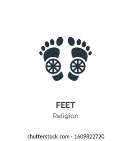 Feet glyph icon vector on white background. Flat vector feet icon symbol sign from modern religion collection for mobile concept and web apps design.