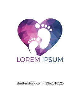 Feet and heart vector logo design. Foot care and lifestyle logo design. Massage and foot care logo design.