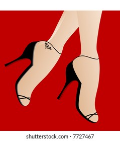 feet in highheels  walking
