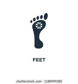 Feet icon. Black filled vector illustration. Feet symbol on white background. Can be used in web and mobile.