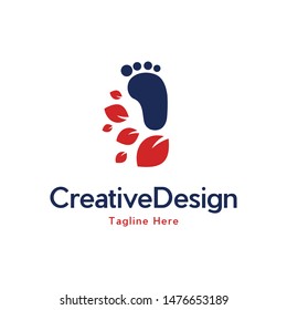 Feet Leaf Naturally Creative Vector Logo
