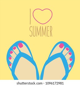 feet legs flip flops Vector. enjoy, have fun & free isolated flat design. sweet & cute summertime beach concept & creative. body sits or lies. holiday background. i love summer. Hot and wet vacation