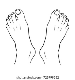 feet men top view from the contour black lines on white of vector illustration